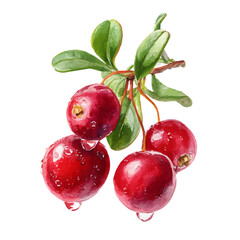 Watercolor vector illustration of Cranberry, isolated on white background.