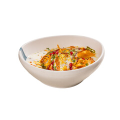 Dahi Bhalla Chaat in a bowl on a Transparent PNG Background