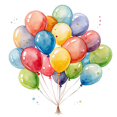 Colorful watercolor balloons illustrating a festive celebration with vibrant party decoration ideas