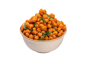 Deepfried Peanuts Pakoda Namkeen in a Bowl on a Transparent PNG Background