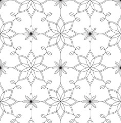 Seamless floral pattern with outline flower shapes repeating abstract background design for wallpaper wrapping and decorative ornamental surface textile use