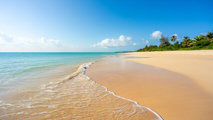 Beautiful Tropical Beach with Blue Sky and Turquoise Water Paradise