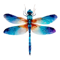 A watercolor painting of Dragonfly, vector illustration on white background.