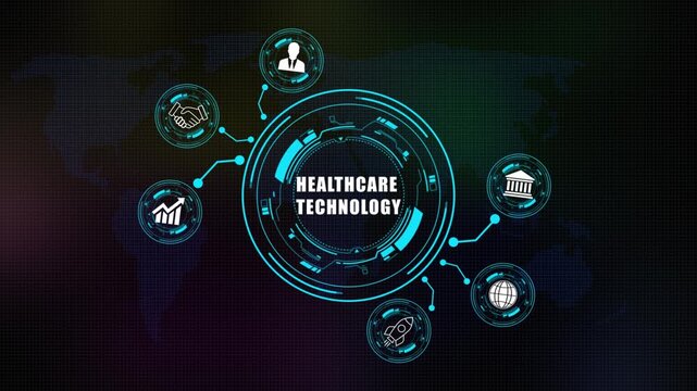 Futuristic Concept of healthcare technology with Digital Network and Global Connectivity on world map background .