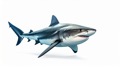 Naklejka premium Bull shark in full view on white studio background 