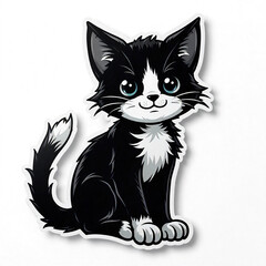 Obraz premium Playful Kitten Sticker Drawing Style