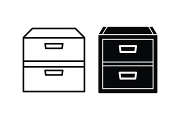 File cabinet drawer set of vector art illustration