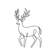 Elegant Reindeer Line Art Illustration on Transparent Background for Modern Design Projects and Creative Use