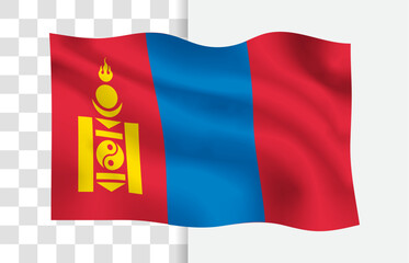 Mongolia Flag Waving Vector, Isolated on a White Background