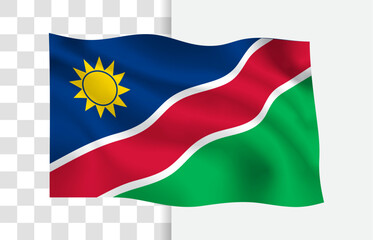 Waving Flag of Namibia, Isolated Vector with a Clean Background