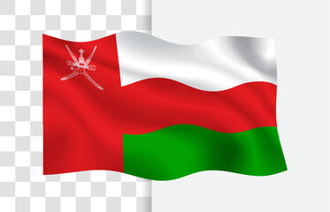 Waving Flag of Oman, Isolated Vector with Transparent Background