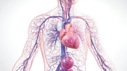 Human lymphatic system isolated on white