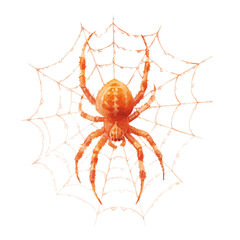 Watercolor vector illustration of Halloween Spider Web Decoration, isolated on white background.