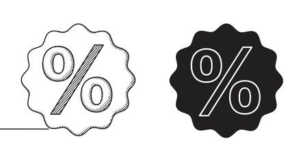 Two contrasting percent sign labels one filled and one outlined