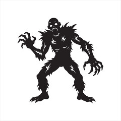 Obraz premium zombie vector silhouette sketch art doodle idea collections