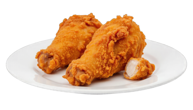 Fried Chicken Drumsticks with a Bite Taken Out (15 isolated on a transparent background