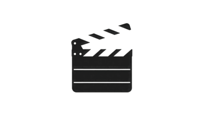Silhouette of a Closed Movie Clapperboard film cinema isolated on a transparent background