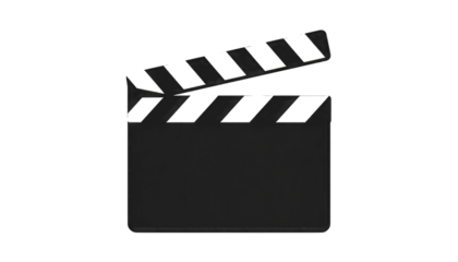 Silhouette of an Open Movie Clapperboard film cinema isolated on a transparent background