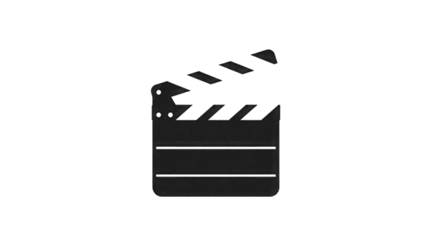 Silhouette of a Closed Movie Clapperboard film cinema isolated on a transparent background