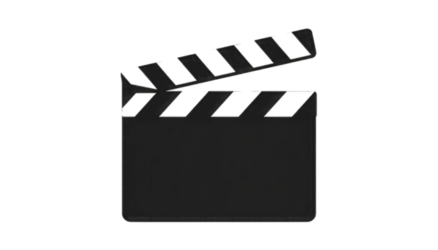 Silhouette of an Open Movie Clapperboard film cinema isolated on a transparent background