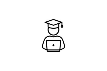 Virtual Learning Student Line Icon