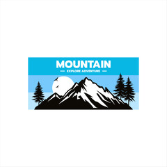 Mountain Landscape Silhouette for Outdoor adventure logo design