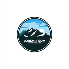 Mountain Landscape Silhouette for Outdoor adventure logo design