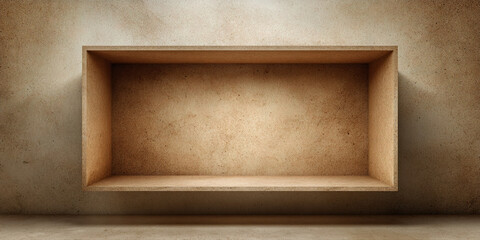 Empty eco cardboard box interior with textured recycled paper surface - AI generated