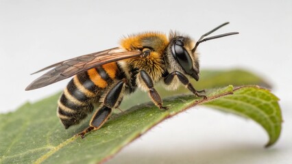 Leafcutter Bee on studio background
