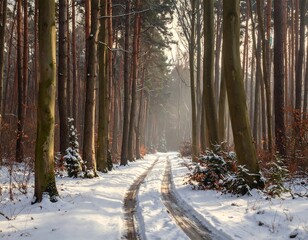 Winter Woodland Pathway Tranquility