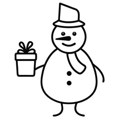 Snowman Holding Gift Box