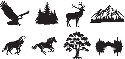 Nature's Majesty A Silhouette Collection of Wildlife, Landscapes and Flora in Black and White Serenity