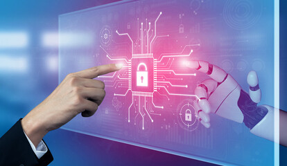 AI safeguarding cyber security system, monitoring threats, analyzing attack patterns, and securing digital infrastructure using intelligent encryption protocols. Vouch