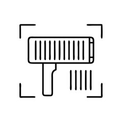 Vector art of barcode scanner line icon bar code reader, handheld device for scanning product information, vector illustration