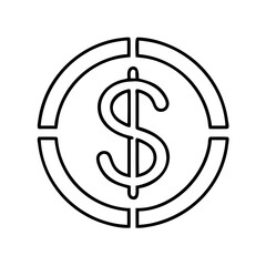 Vector art of dollar coin icon symbol of money, currency, payment, finance, investment, and wealth vector illustration