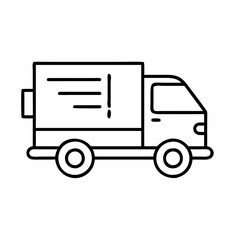 Vector art of delivery truck icon fast shipping service, moving company, logistics and distribution vector line art symbol