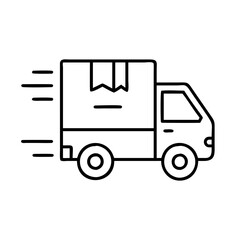 Vector art of delivery truck icon fast shipping service, moving company, logistics and distribution vector line art symbol