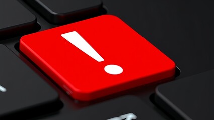 Red warning button on black keyboard highlighting alert feature  