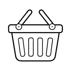 Vector art of shopping basket icon, simple line art design for online store, market, retail, and ecommerce related concepts