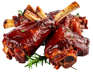 Gourmet Lamb Shank Dish in Red Wine Glaze PNG