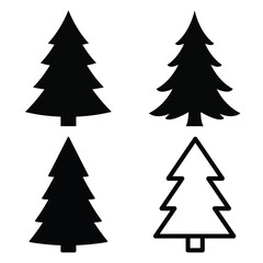 christmas tree vector icon set