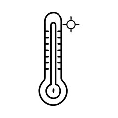Vector art of line art illustration of a thermometer measuring temperature simple vector icon of medical equipment