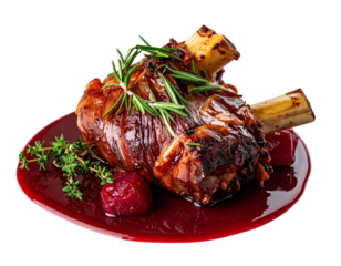 Braised Lamb Shank in Red Wine Sauce PNG