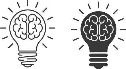 Creative vector illustration of light bulbs with brain inside, symbolizing smart ideas, innovationCreative vector illustration of light bulbs with brain inside, symbolizing smart ideas, innovation