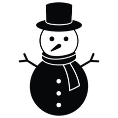 Minimal Snowman With Scarf And Hat