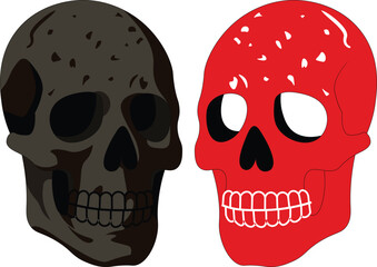 Red and Black Stylized Skull Vector Bundle for Digital Art Isloated On White Background