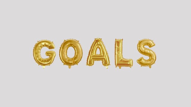 Goal message in foil balloon golden words on gray background