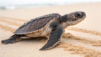 Leatherback Sea Turtle on studio background