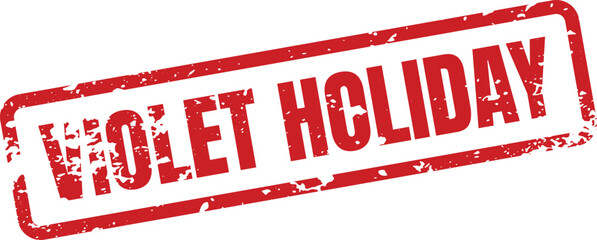 A red rectangular stamp announces Violet Holiday in bold lettering