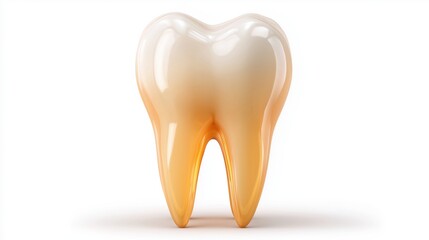 Shiny white tooth on white background